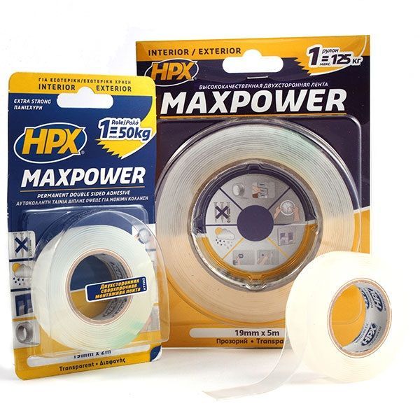 HPX MAXPOWER Двухсторонняя акриловая лента прозрачная 1 мм ID999MARKET_5852284 фото